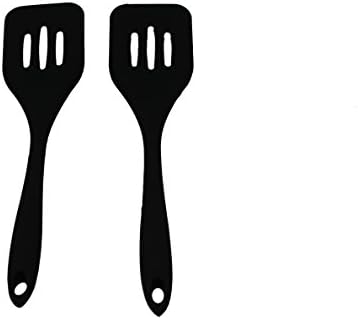 Two Large Spatula Silicone Kitchen Utensils, Made of FDA Grade, BPA Free Silicone, Heat Resistant up to 450 Degrees Fahrenheit, Non Stick Stain &amp; Ordor Resistant, Dishwasher Safe - Black