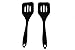 Two Large Spatula Silicone Kitchen Utensils, Made of FDA Grade, BPA Free Silicone, Heat Resistant up to 450 Degrees Fahrenheit, Non Stick Stain & Ordor Resistant, Dishwasher Safe - Black