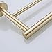 Hoooh 4-Piece Bathroom Accessories Set Stainless Steel Wall Mount Gold - Includes Double Towel Bar, Hand Towel Rack, Toilet Paper Holder, Robe Hooks, BS100S4-BG