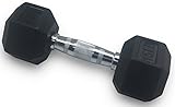 Everyday Essentials Barbell Rubber Coated Cast Iron Hex Dumbbell, 15-Pound