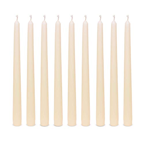 Exquizite Ivory Taper Candles 16 Pack Unscented Dripless Taper Candles 10 inch x 3/4 inch