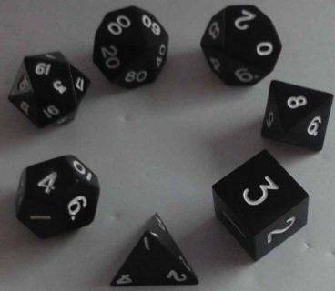 Metal Dice Polyhedral Set of 7 die (7) Black