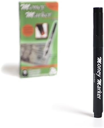 Black counterfeit money detector pen and a dollar bill.