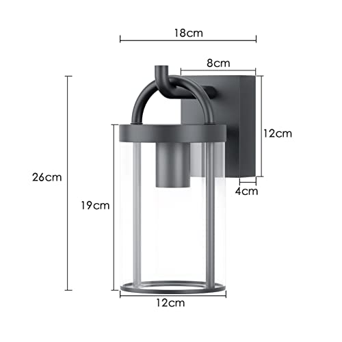 Klighten Outdoor Wall Lamp E27, Vintage Industrial Wall Light, Anthracite, Outdoor Wall Lights, Wall Lamp for Porch Garden, 40W Max, IP44, Not Included Bulb