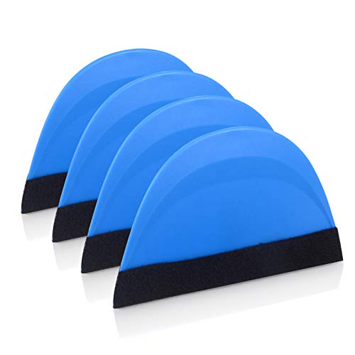 WINJUN 4 Pack Vinyl Wrap Smart Card Felt Squeegee - Scratch Free, Soft, Durable for Auto Window Tint Tool Wallpaper Tool (Blue)