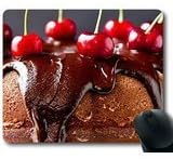 Mouse Pad with Chocolate Cake With Cherry Toppings Non-Slip Neoprene Rubber Standard Size 9 Inch X 7 Inch X 1/8 Mousepad