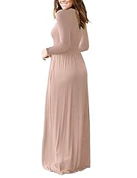 LONGYUAN Vestidos largos sin mangas con espalda descubierta y bolsillos Vestidos largos lisos sueltos
