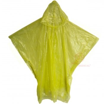 Case of 200 Disposable Rain Ponchos with Hood, Yellow
