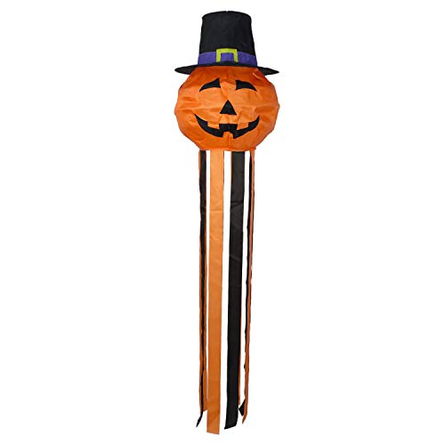 OUTOUR Halloween Pumpkin Jack-O-Lantern Jack O Lantern Fabric Windsock Wind Sock Hanging Decorations 52" Flag for Garden Patio Lawn Backyard Home Yard Porch Balcony Outdoor Decor Party Supplie - Thumbnail 6