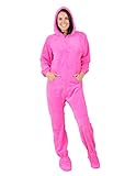 Footed Pajamas Perfect Pink Adult Hoodie Chenille