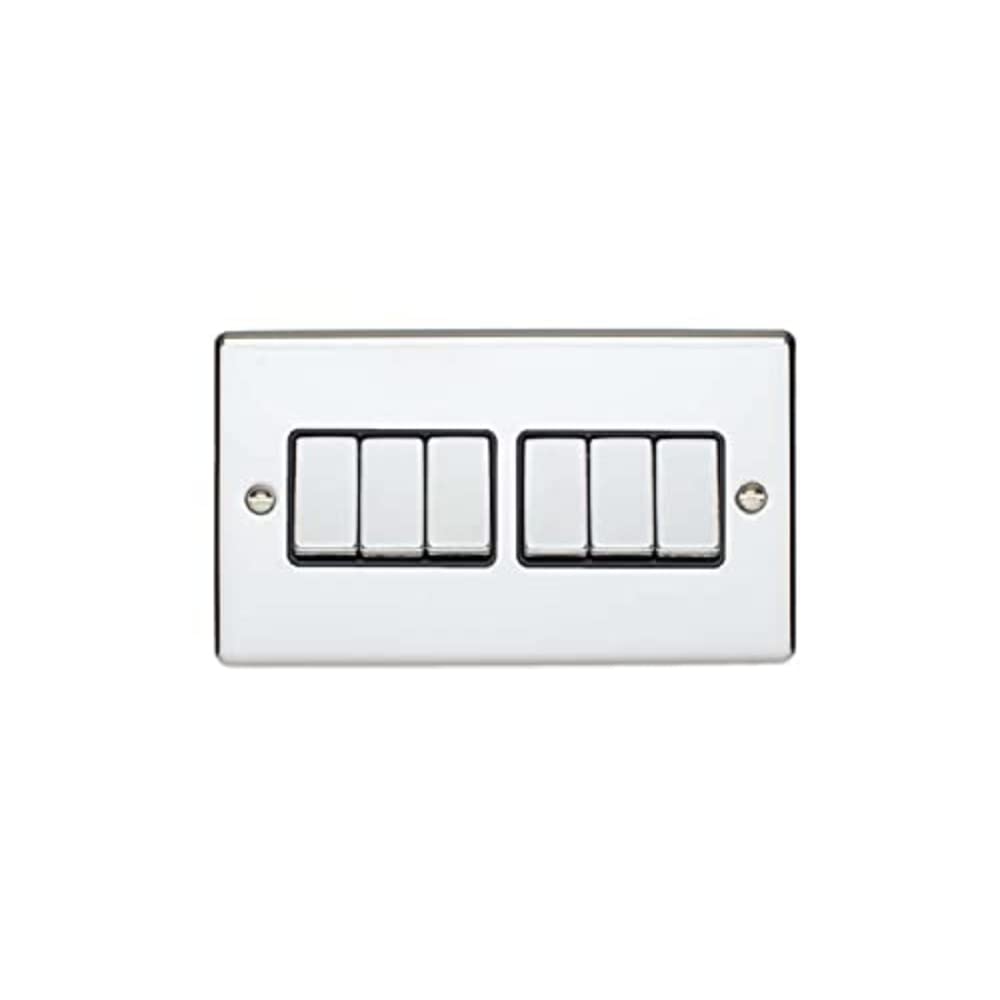 Enhance Decorative 6 Gang Switch Polished Chrome Finish With Black Trim — image 1