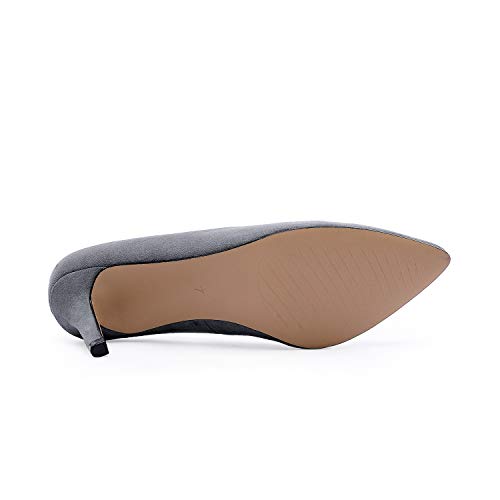 TIHOO Women's Classic Pointed Toe High Heel Dress Pumps Slip On Basic Shoes (6 M US, Grey)