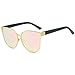 LKEYE Oversized Cat eye Sunglasses Metal Frame Mirror Lens Eyewear LK1704 Gold Frame/Pink lens