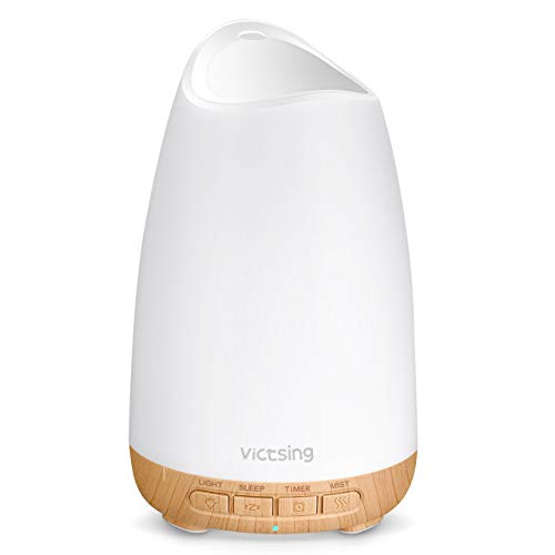 VicTsing 150ml Essential Oil Diffusers for Aromatherapy, Quite Diffuser Humidifier with 8 Color Night Lights, Up to 9H Use, Sleep Mode, Waterless Auto-Off, BPA-Free, for Home, Office, Bedroom-Wood