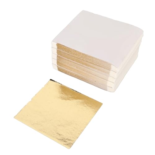 NDNCZDHC 500pcs Gold Leaf Sheets, 3.7x3.3in Gold Foil for Gilding Craft Decoration, Imitation Golden Foil Sheet, Painting Decoration Tool