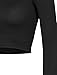 LE3NO Womens Fitted Long Sleeve Crop Top with Stretch, L3NWT1073_BLACK, Large