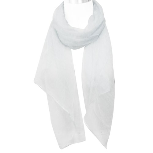 Wrapables Solid Color 100% Silk Long Scarf, White