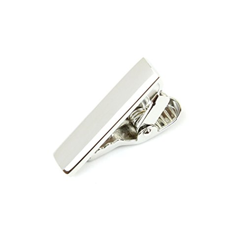 Mens Tie Clip Metallic Finish Super Slim- Vintage Style Modern Design Perfect for Skinny Ties (Silver Tone)