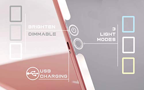 LUNA-London-Eclipse-LED-Lighted-Travel-Vanity-Makeup-Mirror-3-Colour-Light-Compact-Portable-Lighted-Rechargeable-Illuminated-Mirror-Perfect-for-Travel-Makeup-Beauty-Needs-Rose-Gold