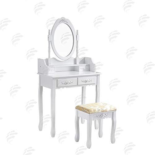 Marvelous White Dressing Table Set, Makeup Table with Stool and 4 drawers