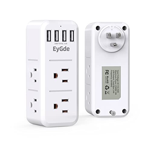 EyGde Multi Plug Outlet Extender with USB Ports Surge Protector Power ...
