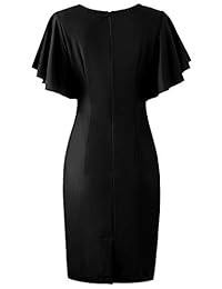Vestido de dama estilo años 50, elegante, vintage, de trabajo, casual, con mangas voladas, para cóctel, fiesta, bodycon 935