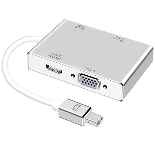 XAHC Mini DisplayPort to HDMI DVI DP 4K VGA Adapter, Thunderbolt to HDMI DP DVI VGA Adaptor Converter Compatible MacBook Air,Old MacBook/MacBook Pro,Surface Book Surface Pro 3/4 ThinkPad X1
