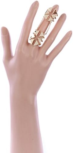 Gold armour knuckle chain connected 2 pc ring Fashion Jewelry FancyCharm