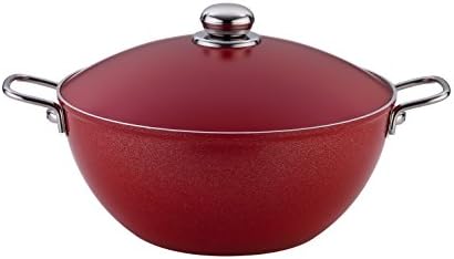 Nouval FY1051-28-AC-R 11-Inch Non-Stick Ceramic Coated Pot with Aluminum Lid, Red