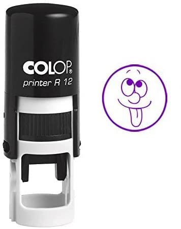 Smily FACE Self Inking Mini Rubber Stamp Colop Round Decorative Teachers Stamps 12mm