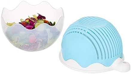 Kookea style Kitchen, Fruit Salad, Cutting Bowl, Lazy Salad Salad, Artifact, Plastic Cover, Vegetable Bowl, Thickening and Cutting Vegetables. (Large, Blue)