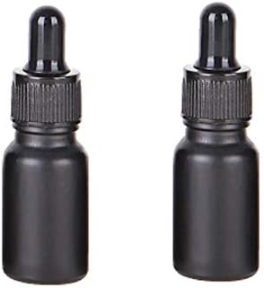Refillable Glass Dropper Vials Black Matt Coating Empty Essential Oil Dropper Bottles Perfume Pot Cosmetic Sample Container with Glass Eye Dropper and Black Cap Pack of 2 (10ml)