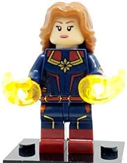 BlingBlingBrick Marvel Avengers Endgame Super Heroes – Handmade LED Light Up Captain Marvel Minifigure (76127)