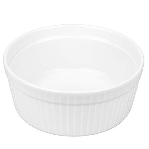 Foraineam 2 Pack Large Porcelain Souffle Ramekins, 48 Ounce, 1.5 Quarts White Bakeware Ramekin