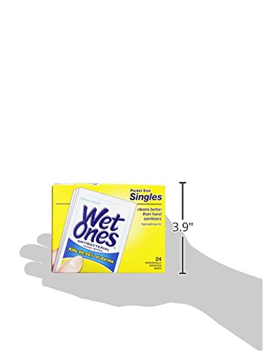 WET ONES ANTIBACTERIAL THICK MOIST TOWELETTES, CITRUS SCENT, SINGLES, 24 CT