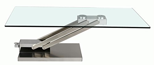 Milan Larkin Clear/Chrome Adjustable Height Cocktail Table, Glass/Chrome