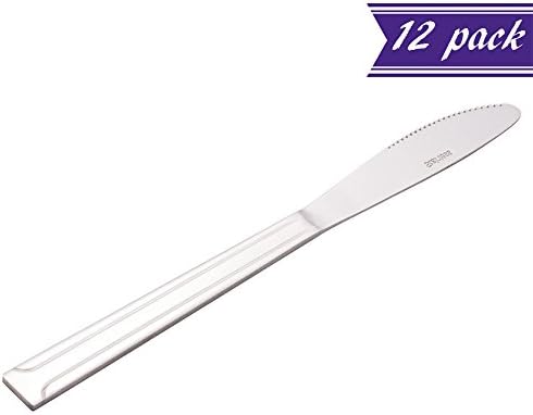 12-Piece Michigan Dinner Knife Set, Medium Weight 18\0 Stainless Steel Restaurant &amp; Cafeteria Flatware Set, Home &amp; Catering Table Knife 8', Commercial Grade Serving Knives, Service for 12