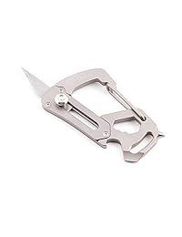 Tacray GK1602   Mosquetón de titanio EDC, 12 herramientas en 1, abridor de botellas, llave, destornillador, clip, etc.   Bolsillo universal para llevar y mochila todos los días