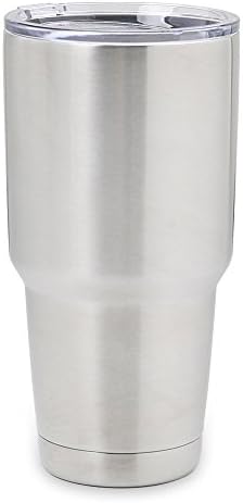 CAT Products Stealth Tumbler Stainless Steel Double Wall Construction Travel Mug and Coffee Thermos for Hot or Cold Drinks, 30 oz, Silver