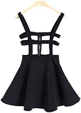 Jeason Womens Pleated Short Braces Skirt (Black )