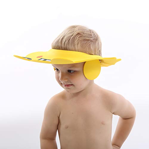 Baby Shampoo Shower Bathing Cap, Adjustable Shower Cap Kids, Infants Soft Protection Funny Safety Visor Cap for Toddler Children (Blue+Yellow) - Thumbnail 2