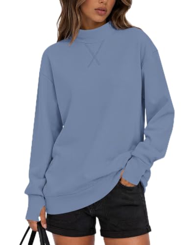 AUSELILY Mock Neck Sweatshirt for Women Long Sleeve Pullover Top Thumb Hole at Amazon