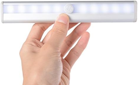 Stick-On Anywhere Portable Wireless Automatic Motion Sensing Pure White LED Light Bar with Magnetic Strip for Closet Locker Basement (AAA Battery Operated) - Silver