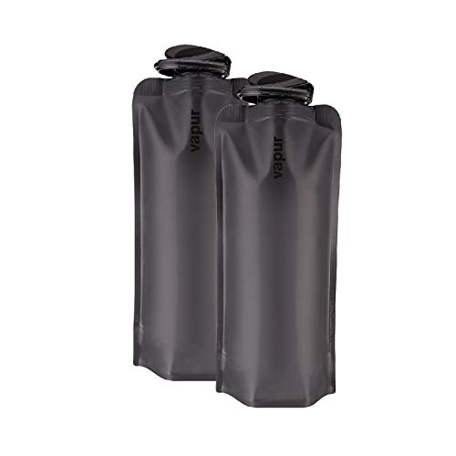 Vapur - Eclipse (2-Pack) 1.0L BPA Free Foldable Flexible Water Bottle w/Carabiner (Blackout)