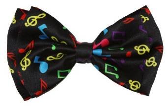 Men's Unisex Wedding Party Tuxedo Black with Rainbow Multi-Color Musical Notes Dress Bow Tie Bowtie! Brand New in Factory Box!