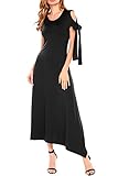 Beyove Women's Cold Shoulder Stylish Tie Sleeve Party Evening Maxi Dress