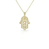 925 Sterling Silver Large Filigree Womens Evil Eye Hamsa Pendant Necklace