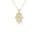 My Daily Styles 925 Sterling Silver Yellow Gold-Tone Large Filigree Womens Evil Eye Hamsa Pendant Necklace