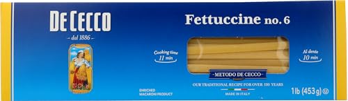 DE CECCO SEMOLINA PASTA, FETTUCCINE, 16 OZ- MADE IN ITALY, HIGH IN PROTEIN & IRON, BRONZE DIE (VSA0006P)