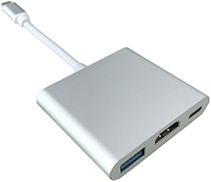 USB-C to HDMI Adapter, USB 3.1 Type-C to HDMI + USB 3.0 + USB-C Charging Port Adapter Converter, Type C Multiport Hub for New Macbook / Chromebook Pixel / Dell XPS13 / Yoga 900 / HDTV / Projector